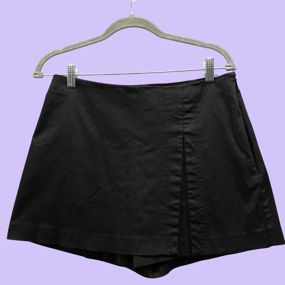 Vintage Y2K Cache Black Asymmetrical Wrap Mini Skort Slit Size 6 Stretch
